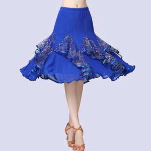 Elegante luccicante con motivo floreale e paillettes gonna corta al ginocchio per Performance di danza moderna da donna - Product Image 3