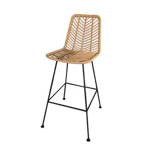 Silla Alta de Exterior de Mimbre Nórdico Moderno con Estructura Metálica, Color y Tamaño Personalizables para Cocina, Villa o Taller - Product Image 3