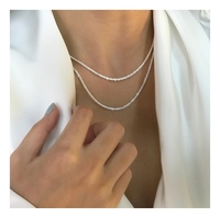 Collier fin en quartz clouté de diamants de style vintage noble et luxueux pour femmes accessoires de chaîne de serpent