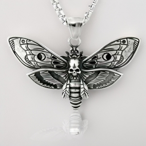 Collier pendentif insecte en acier inoxydable, style punk unisexe, bijou papillon, accessoire de mode - Product Image 1