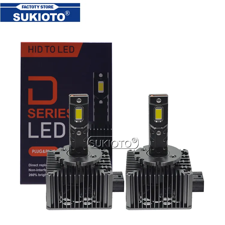 SUKIOTO Lampu Depan LED Mobil, D1S D2S D3S D4S D5S D8S CanBus Tanpa Error LED Bohlam Otomatis 6000K Putih Hingga 35W Kit Konversi HID