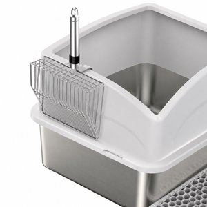 Lettiera per <span class=keywords><strong>Gatti</strong></span> in Acciaio Inossidabile con Coperchio in ABS per Gattini, Extra Large, Facile da Pulire, Semi-chiusa - Product Image 5