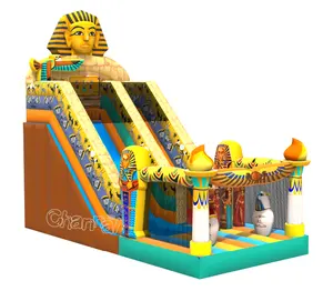 Manufactured Commercial Ancient Egypt Theme Large Double Inflatable Slide Outdoor Jumping For Kids Slide