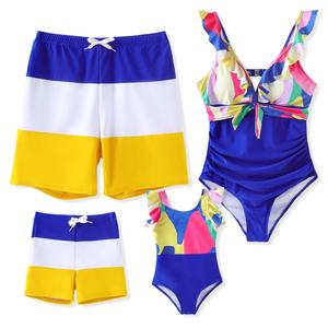 ชุดว่ายน้ำวันพีซแบบคัลเลอร์บล็อกสั่งตัดได้ และชุดว่ายน้ำ 4 ชิ้นสำหรับผู้หญิง ชุดชายหาดสำหรับครอบครัว และบิกินี่สำหรับผู้หญิง - Product Image 1