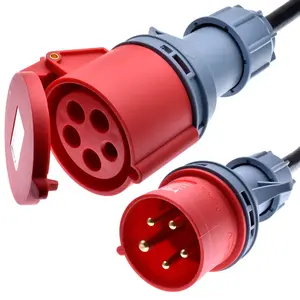 IP44 Waterproof IEC309-2 3P+E+N Industrial power cord,16A Male to 32A Female adapter cord,AC 380V-415V