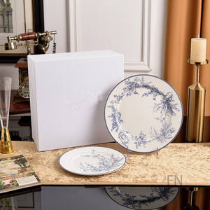 Promotional European Simple Plant Pattern 2pcs Porcelain Dinner Plate Set - Product Image 3
