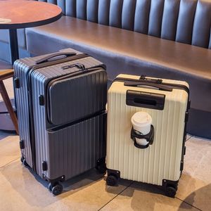 यात्रा सूटकेस फ्रंट खोलने वाले लैपटॉप बोर्डिंग केस यूएसबी चार्जिंग ट्रॉली केस 24 "26" 30 इंच एब्स + पीसी सामान लॉक - Product Image 4