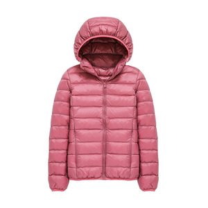 Veste d'hiver rembourrée pour <span class=keywords><strong>femme</strong></span> avec logo personnalisé, en duvet de canard blanc de haute qualité, avec sac, capuche intégrée - Product Image 1