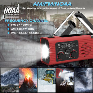 Radio meteorológica solar con manivela, batería externa de 2000 mAh con linterna, lámpara de lectura, alarma, receptor portátil AM FM WB para camping - Product Image 6