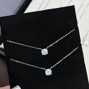 Collier ras du cou en argent sterling S925 et moissanite, inspiré de Zhao Lusi, pour <span class=keywords><strong>femme</strong></span>, luxe léger, niche haut de gamme, élégant, avec pendentif câble - Product Image 1
