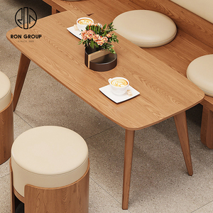Juego de Muebles de Restaurante Cuadrados de Cuero y Madera para Cafetería, Pizzería, McDonald's, Personalizados en China, con Bancos, Sillas y Mesas - Product Image 6