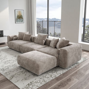 Anpassbares Modulares Stoff-Ecksofa-Set mit Kissen und Niedrigem Sitzdesign für Wohnzimmer, Lounge oder Wohnung - Product Image 1