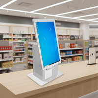 Kiosque de commande automatique de bureau 21,5 pouces, terminal de point de vente fin pour restaurant, imprimante 80 mm intégrée et scanner QR, machine de commande de repas sur comptoir