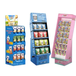 Custom Supermarket Food Drinks Shelves Carton Candy Display Rack Store Floor POP POS Popup Cardboard Display Shelving Unit