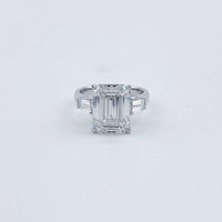 Anello di Fidanzamento di Lusso a 4 Punte in Platino Pt950 con Diamante Sintetico per Donne