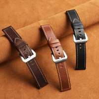 Correas de Reloj de Cuero Zenos Custom Brands, Correas de Reloj Deportivas Vintage de Cuero de Vaca de Primera Calidad Encerado con Aceite, Estilo Crazy Horse, 22/24 mm