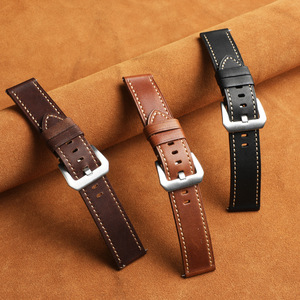 Zenos Custom Brands Leather Watch Straps Oil-Waxed Top-Grain Cowhide Vintage Crazy Horse Sports Watch Bands 22/24mm for Watch - Product Image 3