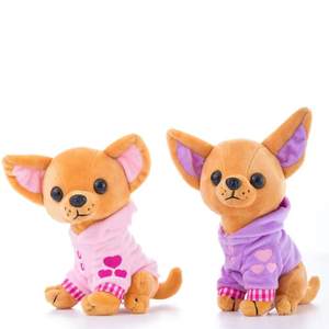 Sevimli <span class=keywords><strong>Chihuahua</strong></span> peluş oyuncak kahverengi köpek giysileri ile gerçekçi hayvan oyuncak peluş hayvan oyuncak - Product Image 1