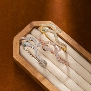 Snake <b>Bracelet</b> Gold Rose Gold Silver Diamond Plated <b>Copper</b> Jewelry Gift Spring 2024 Yiwu Origin - Product Image 2