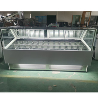 Nouveau modèle de réfrigérateur à crème glacée commercial congélateur 12 saveurs verre incurvé ventilateur à température unique refroidissement affichage numérique