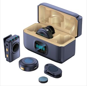 1-Drag 2-TX 30m Micrófono Lavalier inalámbrico Q8 Grabadora de audio Caja de carga Clip <span class=keywords><strong>Collar</strong></span> para cámara DSLR Omnidireccional Polar - Product Image 1