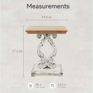 PARISLOFT Table console rustique en bois 19,8 L x 27,5 H avec étagère et base sur piétement, meuble de salon marron antique et blanc - Product Image 5