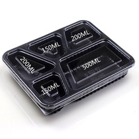 Boîte à lunch jetable pour micro-ondes, cinq compartiments, emballage rapide pour la restauration, qualité alimentaire commerciale, haut de gamme, créative et personnalisable
