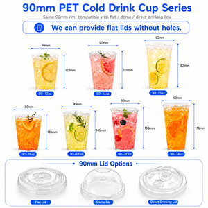 Vasos de Plástico PET Transparente de 24 oz, 90 mm, Desechables, para Bebidas Frías, con Tapas, para Café Helado, Té de Burbujas, Smoothies - Product Image 5