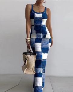 All'ingrosso estivo elegante cinturino solido da donna taglie forti <span class=keywords><strong>Casual</strong></span> <span class=keywords><strong>Sexy</strong></span> abito lungo aderente Maxi abito da donna <span class=keywords><strong>abbigliamento</strong></span> da donna - Product Image 3