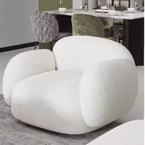 Nordic Light Luxury Living Room Sofa Creative Minimalist Lamb Velvet Reception Sofa Beauty Salon Sofa With Corner Table