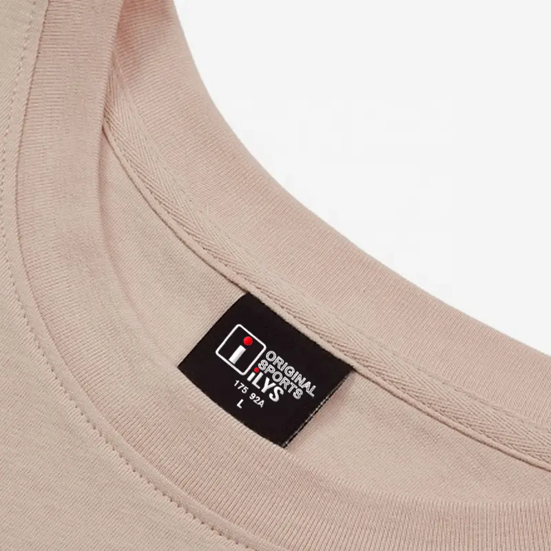 Kustom kualitas Super tekstil cuci Damask leher akhir lipat Label tenun untuk t-shirt Label garmen Label utama berkelanjutan 100 buah