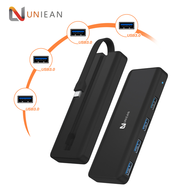 RGB Light Multiports 5Gbps High Speed USB3.0 4 Ports Expansion Docking Station USB C Hub Type C Splitter for Laptop Macbook