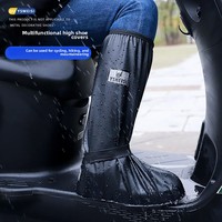 Surchaussures de Pluie Imperméables et Antidérapantes pour Hommes et Femmes, Épaissies, Tube Haut, Portables, Résistantes à l'Usure pour Extérieur