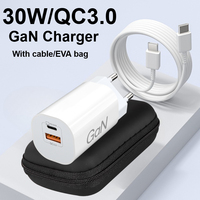 Chargeur mural à charge rapide pour smartphone, 30W Max, GaN, double port USB-A et Type-C, prise EU, OEM ODM, vente chaude, usage domestique