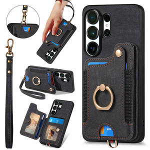 Funda de Lujo con Bloqueo RFID <span class=keywords><strong>para</strong></span> Samsung <span class=keywords><strong>Galaxy</strong></span> S26 Ultra, con Anillo, Correa de Muñeca, Porta Tarjetas, Cubierta Protectora de PU+TPU - Product Image 1