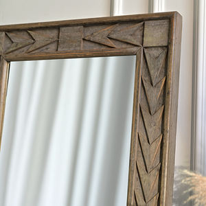 <b>Large</b> Home Decorative Rustic Rectangle Full-Length Dressing Wall Glass Mirror Beautiful Pattern Wooden Carving <b>Framed</b> - Product Image 5