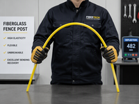 Poteau de clôture électrique rond en fibre de verre de 1,2 m avec pointe, diamètre de 10 mm, résine de polyester renforcée, 100 pièces/sac