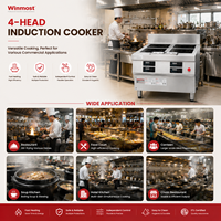 Kompor Induksi Stainless Steel 4 Tungku Heavy Duty Kontrol Independen Mode Hemat Energi Mudah Dibersihkan untuk Dapur Komersial