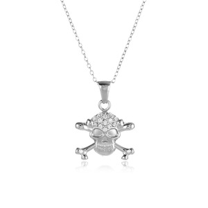 Colar Unissex de Aço Inoxidável com Pingente de Caveira Hip-hop <span class=keywords><strong>Rock</strong></span>, Banhado a Ouro 18K, Aço Titânio de Luxo com Zircônia Micro-engastada - Product Image 6