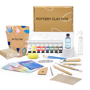 XinyiArt At Home <span class=keywords><strong>Kit</strong></span> de <span class=keywords><strong>poterie</strong></span> Craft à la maison <span class=keywords><strong>Kit</strong></span> de bricolage <span class=keywords><strong>Kit</strong></span> d'argile <span class=keywords><strong>poterie</strong></span> sèche à l'air pour cadeau d'anniversaire famille artisanat fête des mères. - Product Image 1