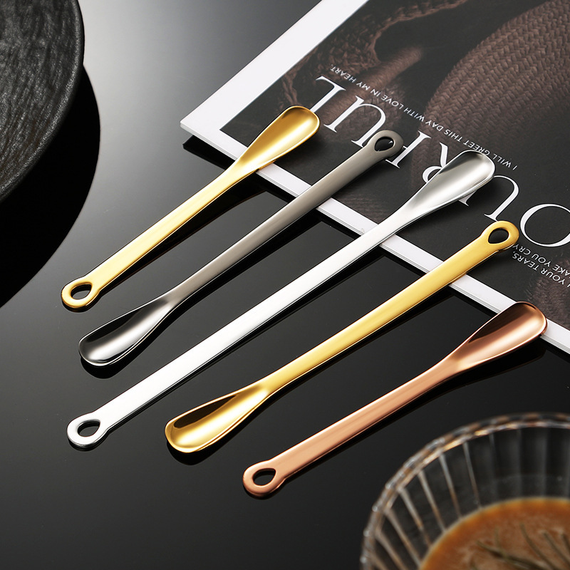 Modern 18/10 Stainless Steel Mirror Finish Gold Plated Coffee Spoon Long Handle 5ml Capacity Dishwasher Safe Eco-Friendly · image 3