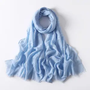 欧洲热销高品质冬季围巾披肩女素色提花款式时尚纯棉粘胶围巾