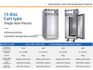 ตู้แช่แข็งแบบรถเข็นประตูเดียวสำหรับเชิงพาณิชย์ 15 ถาด ระบบฟรอสต์ฟรี สำหรับอาหาร เครื่องดื่ม ธัญพืช ผลิตภัณฑ์อุตสาหกรรม เครื่องจักร - Product Image 4