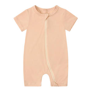 Vêtements pour bébés body en fibre de bambou pour bébés de 0 à 2 ans été unisexe nouveau style vêtements pour bébés de couleur unie avec revêtement des fesses - Product Image 3