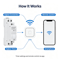 Interrupteur relais ZigBee 16A avec minuterie, moniteur de puissance 1P sur rail DIN, contrôle à distance via l'application Smart Life, marche/arrêt, compatible avec Tuya, Alexa, Google Home