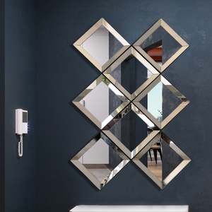 Factory Wholesale Decorative Custom Size <b>Large</b> Bevel Edge Frameless Cut Mirrors Wall Living Room Tile for Interior - Product Image 3