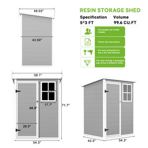 <span class=keywords><strong>Abri</strong></span> <span class=keywords><strong>de</strong></span> <span class=keywords><strong>jardin</strong></span> extérieur en PP imperméable, résistant à la décomposition, écologique, 5*3 pieds, avec plancher, <span class=keywords><strong>pour</strong></span> usage extérieur - Product Image 2