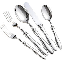 Geling Ensemble de couverts professionnel en acier inoxydable argenté poli miroir Ensemble de vaisselle de luxe à poignée de gourde pour la maison nouvelle mode