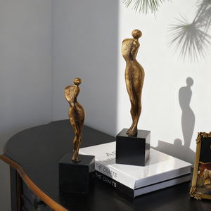 Escultura de <span class=keywords><strong>Chica</strong></span> Hecha a Mano en Aluminio con Diseño Geométrico Art Deco Vintage, Decoración para el Hogar, Sala de Estar, Dormitorio, Estudio - Product Image 2