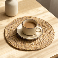 Sous-verre en herbe tressée, Tapis isolant thermique pour table, Set de table au toucher premium, Tapis de salle à manger, Tapis pour bol